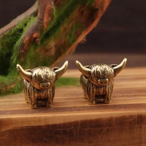 Mini brass highland - brass, cow
