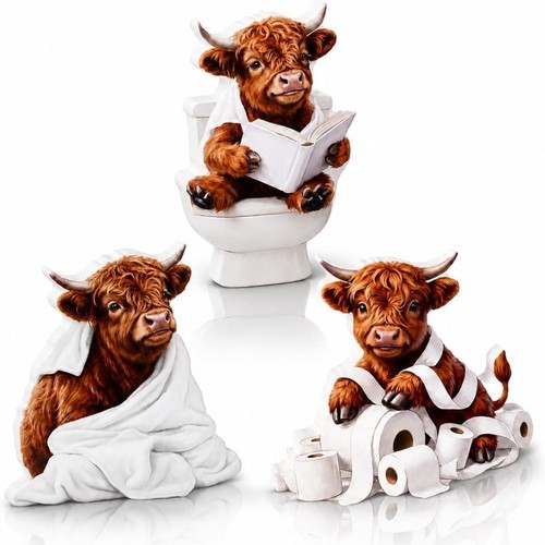 Highland cow ornaments set - cow,