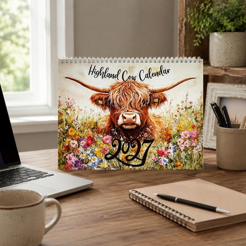 Highland cow calendar - highland, 2027