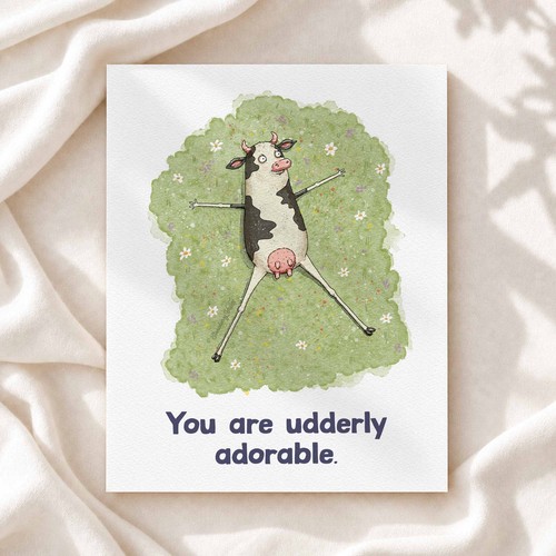 Udderly adorable 8x10 art - udderly,