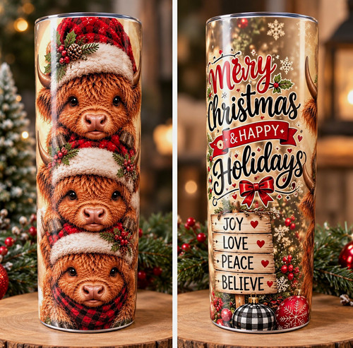 Highland cow 20oz christmas - highland,