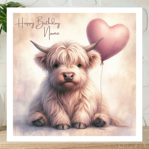Personalised cute highland cow - personalised,