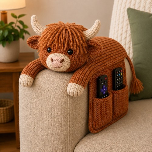 Highland cow sofa arm remote - cow,