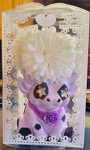 Hand painted resin cow - hand,