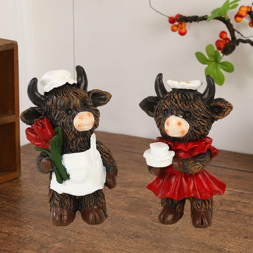 2pcs highland cow figurines - highland,
