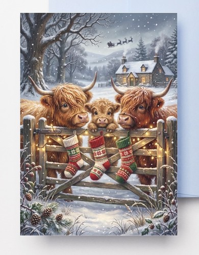 Highland cow christmas - cow, card