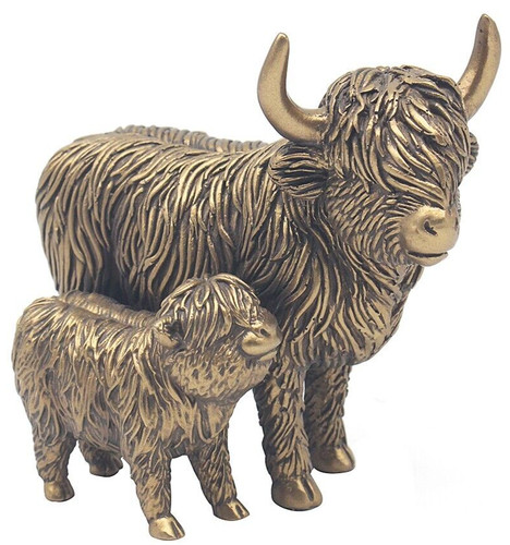 Highland cow calf statue - &,