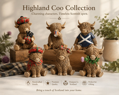 Happy highland cow figurines - highland,