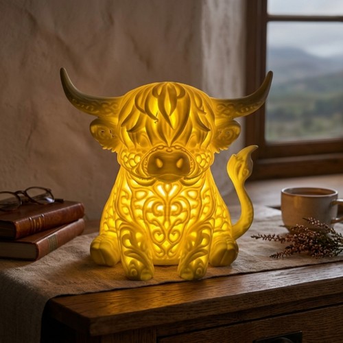 Highland cow lamp warm glow - highland,
