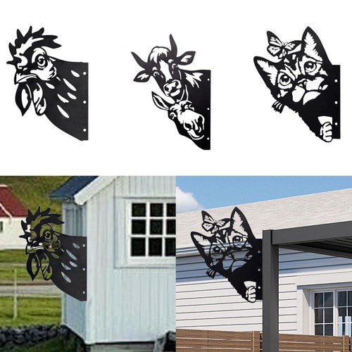 Peeping metal art cutout - peeping,
