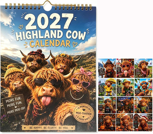 2027 funny highland cow wall - cow,