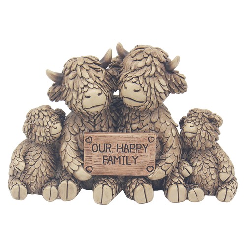 Hughie highland cow family - hughie,