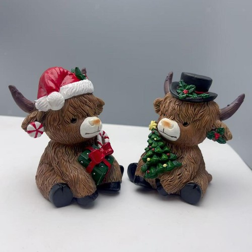 Christmas highland cow statue - christmas,