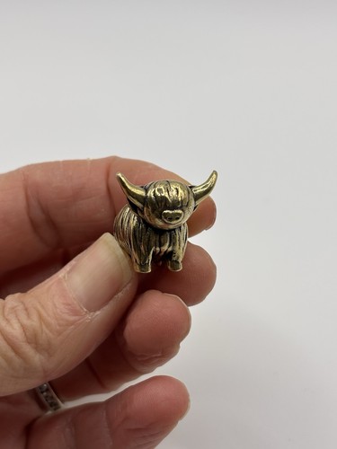 Miniature brass highland cow - brass,