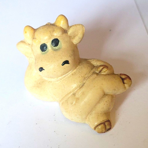 Small beige cream ceramic cow - beige/cream,