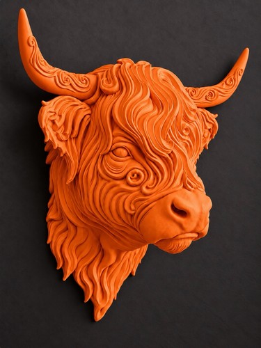 Orange highland cow head wall - highland,