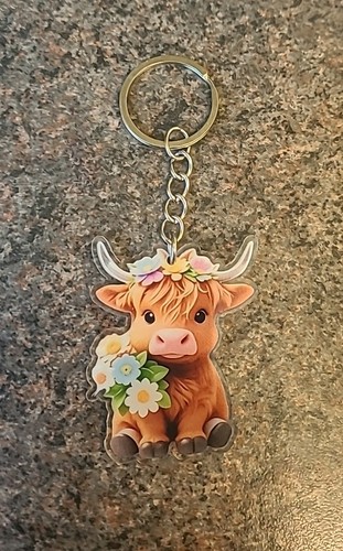 Acrylic highland cow keyring - acrylic,