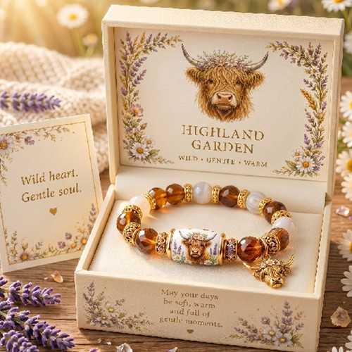 Highland cow beaded bracelet - highland,