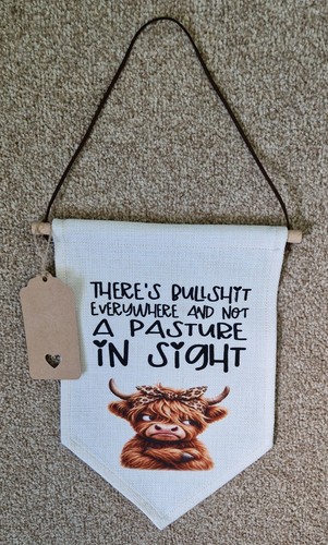 Highland cow fun quote hanging - cow,