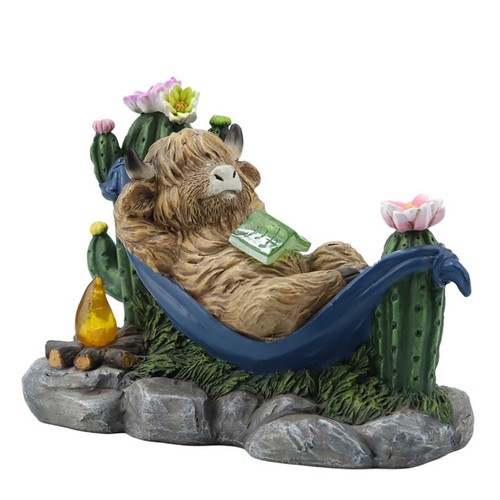 Reclining cow resin statue - reclining,